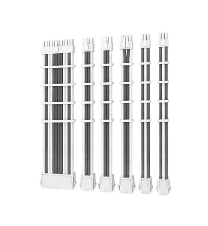 Antec CIP4 Cable Kit White Grey  6 Pack 24ATX 44 EPS 16AWG Thicker High Performance 300mm long Length. Premium Sleeved  Universal LS