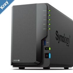 Synology DS224 2 Bay NAS Intel Celeron J4025 2core 2.0 GHz 2 GB DDR4 nonECC SATA HDDSSD 2 RJ45 1GbE LAN 2 USB 3.0 Port Hot swappable