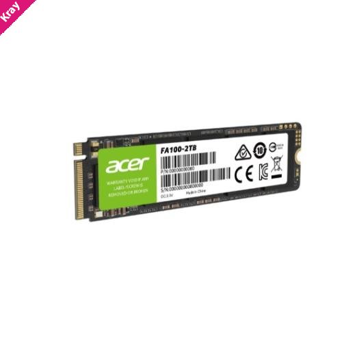 ACER FA100-2TB SSD M.2 NVMe PCIe Gen 3*4 Read speed 3150MB/s Write Speed 2600MB/s BL.9BWWA.121 - 5 Year Warranty