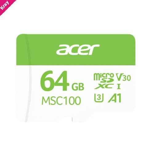Acer MSC100-64GB microSD Express Read & Write Speed up to 100 MB/s & 30MB/s BL.9BWWA.336