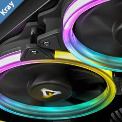 Antec Neon 12CM ARGB 3 Pack  Controller  Full Spectrum ARGB Spiral Visual appealing  Heat dissipation Hydraulic  4P PWN 3P PWR 120mm Case Fan