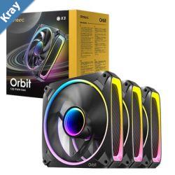 Antec Orbit 120 ARGB 3PK Extreme Lighting 4 sides  Mirror inward Effect PWM 28MM Thickness Focus Airflow 66.72 CFM FDB 9 Blades. Woven cable Fan