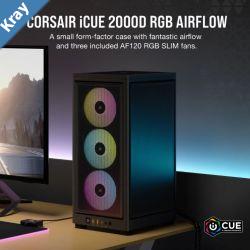 Corsair iCUE 2000D RGB AIRFLOW  Mesh Panels USBC 3x AF120 RGB Slim Fans ICUE Mini ITX Tower  Black. Case