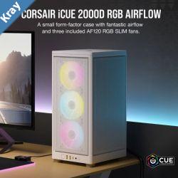 Corsair iCUE 2000D RGB AIRFLOW Mesh Panels USBC ICUE 3x AF120 RGB Slim Fans Mini ITX Tower  White. Case