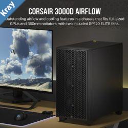 Corsair 3000D AIRFLOW MidTower PC Case  Black ATX 360mm GPU 170mm CPU cooler 220mm PSU 360mm rad 2x SP120 2x USBC 3.2 Gen 1 Corsair 3000D AIRFLOW MidTower PC Case  Black ATX 360mm GPU 170mm CPU cooler 220mm PSU 360mm rad 2x SP120 2x USBC 3.2 Gen 1