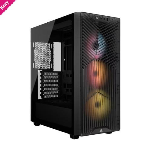 Corsair 3200D RS ARGB Mid-Tower PC Case -Smoke, ATX mATX ITX, TG panel, ARGB fans, 400mm GPU, 165mm CPU, 360mm rad, USB-C, 7 slots, 2x2.5 1x3.5, 2yr w