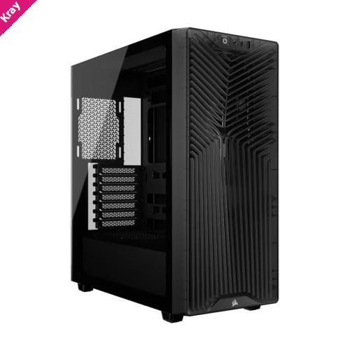 Corsair 3200D RS Mid-Tower PC Case - Smoke, ATX mATX ITX, TG panel, 400mm GPU, 165mm CPU, 360mm rad, USB-C, 7 slots, 2x2.5 1x3.5, 2yr wty, steel TG