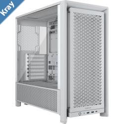 Corsair FRAME 4000D Modular MidTower PC Case  White ATX 430mm GPU 170mm CPU cooler 360mm rad 1x HD Audio 1x USBC 3.2 Gen 2
