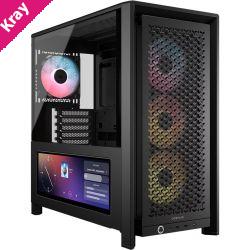 Corsair FRAME 4000D LCD RS ARGB Premium Mid-Tower PC Case- Black, ATX/mATX/ITX/E-ATX, 486x490x239mm, 430mm GPU, 360mm rad, tempered glass