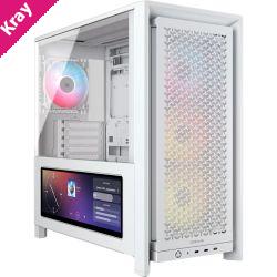 Corsair FRAME 4000D LCD RS ARGB Premium Mid-Tower PC Case- White, ATX/mATX/ITX/E-ATX, 486x490x239mm, 430mm GPU, 360mm rad, tempered glass