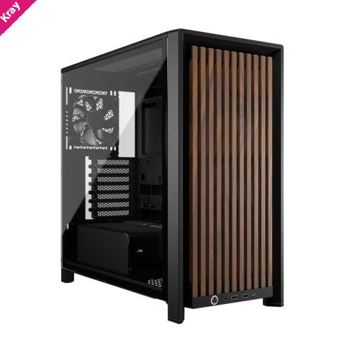 Corsair FRAME 4000D WOOD RS Modular Mid-Tower PC Case - White/Walnut, E-ATX ATX mATX ITX, TG wood, 430mm GPU, 170mm CPU, 360mm rad, USB-C, vert GPU