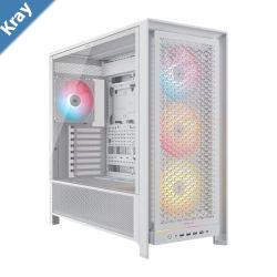 Corsair FRAME 5000D RS ARGB HighAirflow MidTower PC Case  White ATX 450mm GPU 175mm CPU cooler 360mm rad 4x RS140 ARGB 1x USBC 3.2