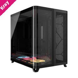 Corsair AIR 5400 LX-R RGB iCUE LINK Triple Chamber Mid-Tower PC Case - Black; ATX/E-ATX; 467x470x340mm; TG; 360GPU; 180CPU; 360RAD; USB-C