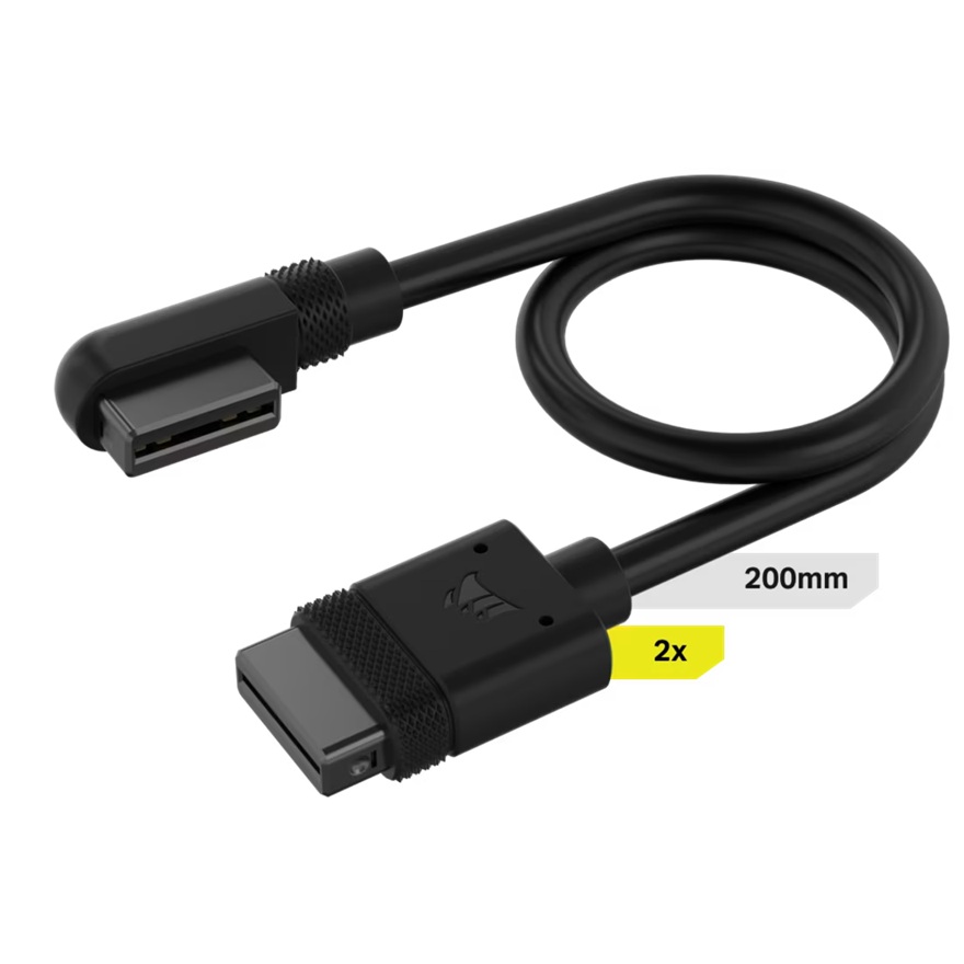 Corsair iCUE LINK Cable 2x 200mm with StraightSlim 90 connectors Black