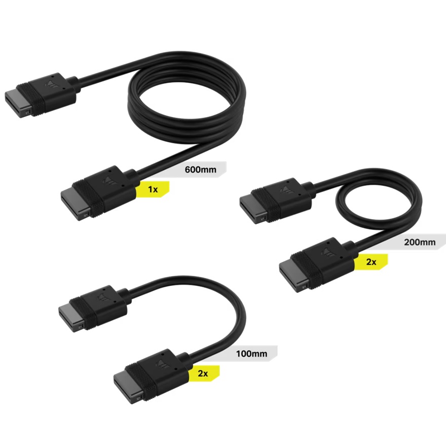 Corsair  iCUE LINK Cable Kit  100mm x 1 200mm x 1 600mm x 1 Black