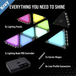 Corsair iCUE LC100 Case Accent Lighting Panels  Mini Triangle  9x Tile Starter Kit