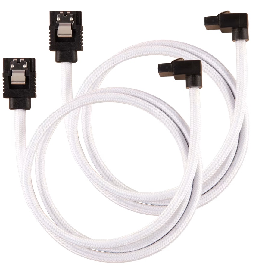 Corsair Premium Sleeved SATA 6Gbps 60cm 90 Connector Cable  White