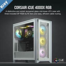 Corsair Carbide Series 4000X RGB EATX ATX Tempered Glass Front  Side. White3x 120mm RGB Fans preinstalled. USB 3.0 and TypeC x 1. PCI 72 Case