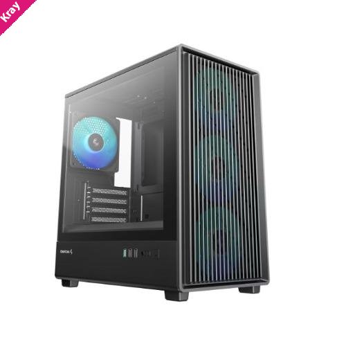 DeepCool CC350 4F Mid Tower Micro ATX Case. 4 Pre-installed Fans, USB3.0 x1, USB2.0 x2, Audio x1