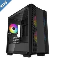 DeepCool CC360 ARGB MicroATX Case 3x120mm PreInstalled ARGB Fans Tempered Glass Panel Front USB3.01USB2.01Audio1