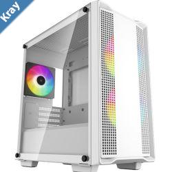 DeepCool CC360 ARGB White MicroATX Case 3x120mm PreInstalled ARGB Fans Tempered Glass Panel Front USB3.01USB2.01Audio1