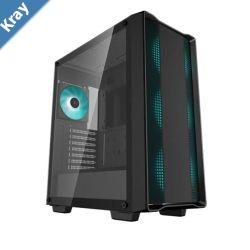DeepCool CC560 V2 Black MidTower Computer Case Tempered Glass Window 4x PreInstalled LED Fans Top Mesh Panel Support Up To 6x120mm or 5x140mm AI