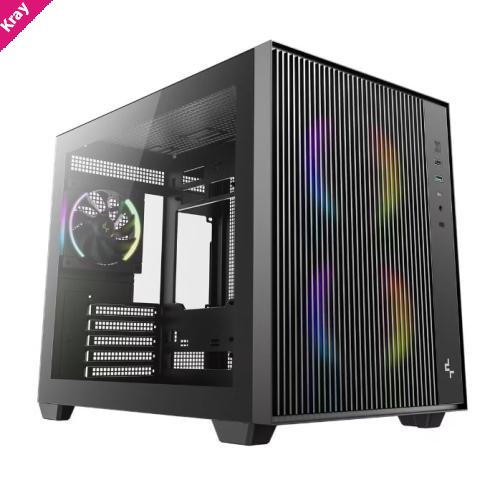 DeepCool CG330 MESH 3F High Airflow Dual Chamber Micro ATX Case, 3 Pre-Installed Fans,  USB3.0 x1,USB2.0 x1,Type-C x1,Audio x1