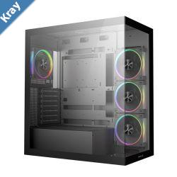 DeepCool CG580 4F v2 Panoramic ATX MidTower Case 4 x Pre Installed Fans Single Chamber Support Up to 2x 360mm Radiators Front 2x USB3.0