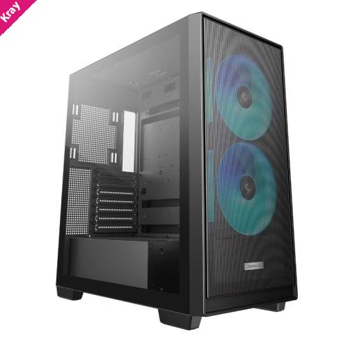 DeepCool CG580 MESH 2F High Airflow Dual Chamber ATX Case, 2 Pre-Installed Fans, USB3.0×2/Gen2 Type-C×1/Audio&Mic×1