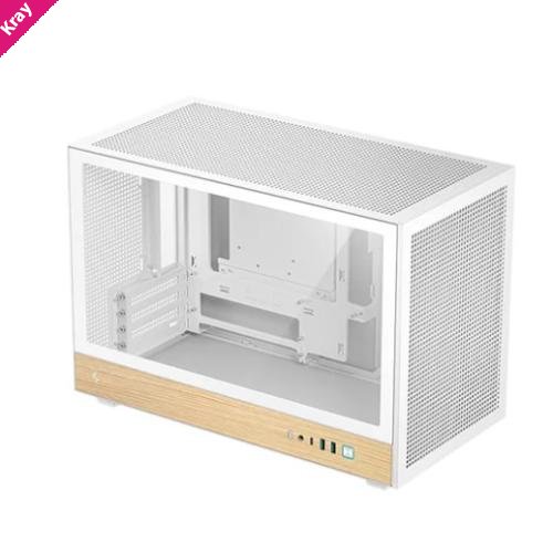 DeepCool CH260 Wood White High Airflow Compact Micro-ATX Wood Grain Case.USB3.0×2、Gen2 Type-C x1、Audio/Mic×1