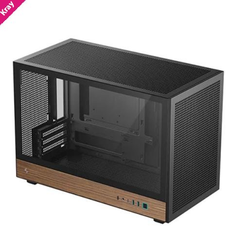 DeepCool CH260 Wood High Airflow Compact Micro-ATX Wood Grain Case.USB3.0×2、Gen2 Type-C x1、Audio/Mic×1