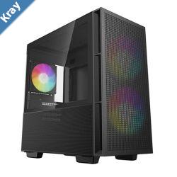 Deepcool CH360 Black Micro ATX Case Tempered Glass Window 1x USB 3.0 1x USBC HD Audio 2x 140mm ARGB and 1x 120mm ARGB Preinstalled Fans