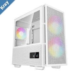 DeepCool CH360 Digital White Micro ATX Case Tempered Glass Window1x USB 3.0 1x USBC HD Audio 2x 140mm ARGB and 1x 120mm ARGB Preinstalled