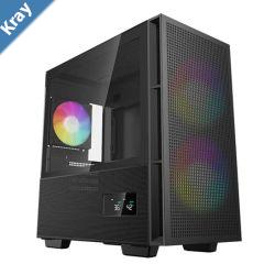 Deepcool CH360 Digital Black Micro ATX Case Tempered Glass Window1x USB 3.0 1x USBC HD Audio 2x 140mm ARGB and 1x 120mm ARGB Preinstalled Fans