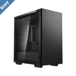 DeepCool MACUBE 110 Black Minimalistic MicroATX Case Magnetic Tempered Glass Panel Removable Drive Cage Adjustable GPU Holder 1xPreinstalled Fan
