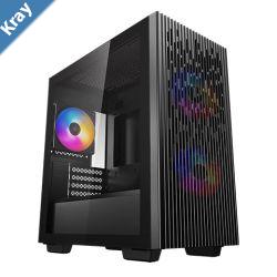 DeepCool MATREXX 40 FS MicroATX Case 3xTriColor LED Fans Tempered Glass Panel Mesh Top and Front Panel Better Airflow for Cooling Support