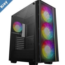 DeepCool MATREXX 55 MESH V4 Full Tempered Glass Side Panel ATX Case. PreInstalled 3140mm ARGB PWM Fans  1120mm ARGB Up to 360mm