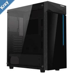 Gigabyte C200 RGB Tempered Glass ATX MidTower PC Gaming Case 2x3.5 2x2.5 2xUSB3.0 Detachable Dust Filter Liquid Cooling PSU Shroud DesignBLACK