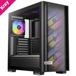 OKINOS 612 ARGB Mid Tower ATX case, tempered glass, USB-C 5Gbps, 4x120mm ARGB fans, 405mm GPU, 175mm CPU, 360mm radiator support