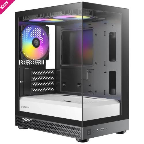 OKINOS AQUA UNO ZEBRA, Mini Tower, Micro-ATX/ITX, tempered glass, 3×120mm ARGB fans, USB 3.0 + Type-C, ≤309mm GPU, ≤165mm CPU cooler, steel