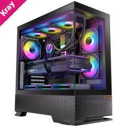 OKINOS Aqua 6 infinity Mid Tower ATX case, tempered glass, USB-C 10Gbps, 435mm GPU, 175mm CPU, 360mm radiator, ATX/mATX/ITX support, steel build RGB