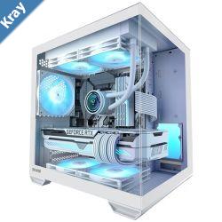 OKINOS Mirage 4 mATX ARGB Case ARGB controller 4x ARGB Fans. Ultimate thermal Steel2x USB3.0 1x3.2 Gen2 USBC White Tower Case
