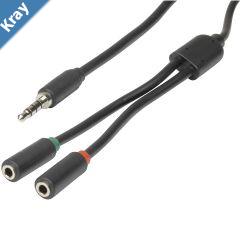 Digitech 3.5mm 4 Pole Plug to 2 x 3.5mm Socket Cable  250mm