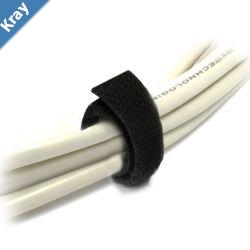 8Ware 25m x 12mm Velcro Wide Cable Tie Hook  Loop Continuous One Sided Self Adhesive Fastener Sticky Tape Roll Black