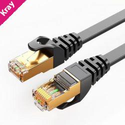 8Ware CAT7 Cable 0.5m (50cm) - Black Color RJ45 Ethernet Network LAN UTP Patch Cord Snagless Flat cable