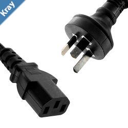 8Ware AU Power Cable 2m  Male Wall 240v PC to Female Power Socket 3pin to IEC 320C13 for NotebookAC Adapter