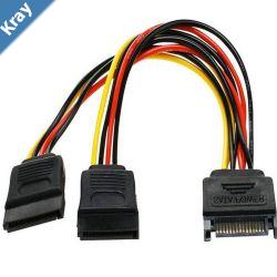 8Ware HDD SATA Power Splitter Y Cable Adapter 15cm 1x 15pin to 2x 15pin Male to Female 1 to 2 Extension