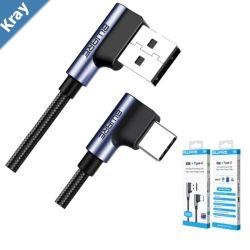 8Ware Premium 1m Samsung Certified 90 Degree Angle USB C to USB A Data Sync Fast Charging Cable For Samsung Huawei Google LG Retail Pack