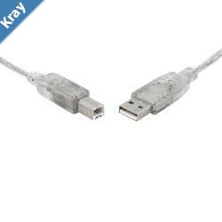 8Ware USB 2.0 Cable 0.5m  50cm USBA to USBB Male to Male Printer Cable for HP Canon Dell Brother Epson Xerox Transparent Metal Sheath UL Approved