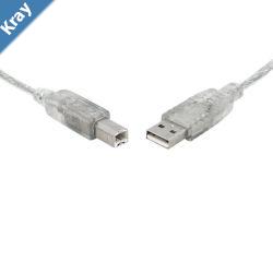 8Ware USB 2.0 Cable 3m Type A to B Male to Male Printer Cable for HP Canon Dell Brother Epson Xerox Transparent Metal Sheath UL Approved